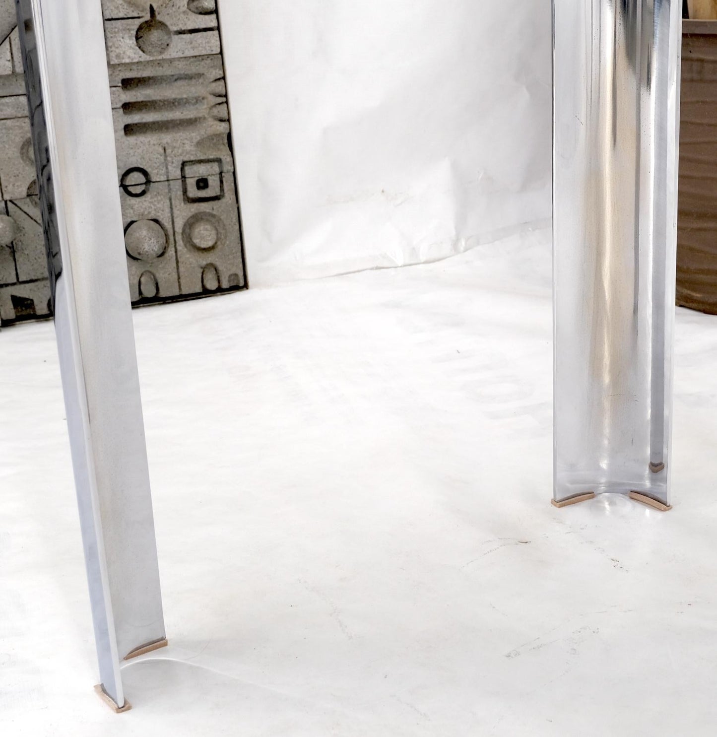 Large & Long Rounded Corners Stainless Steel Chrome Rectangle Console Table