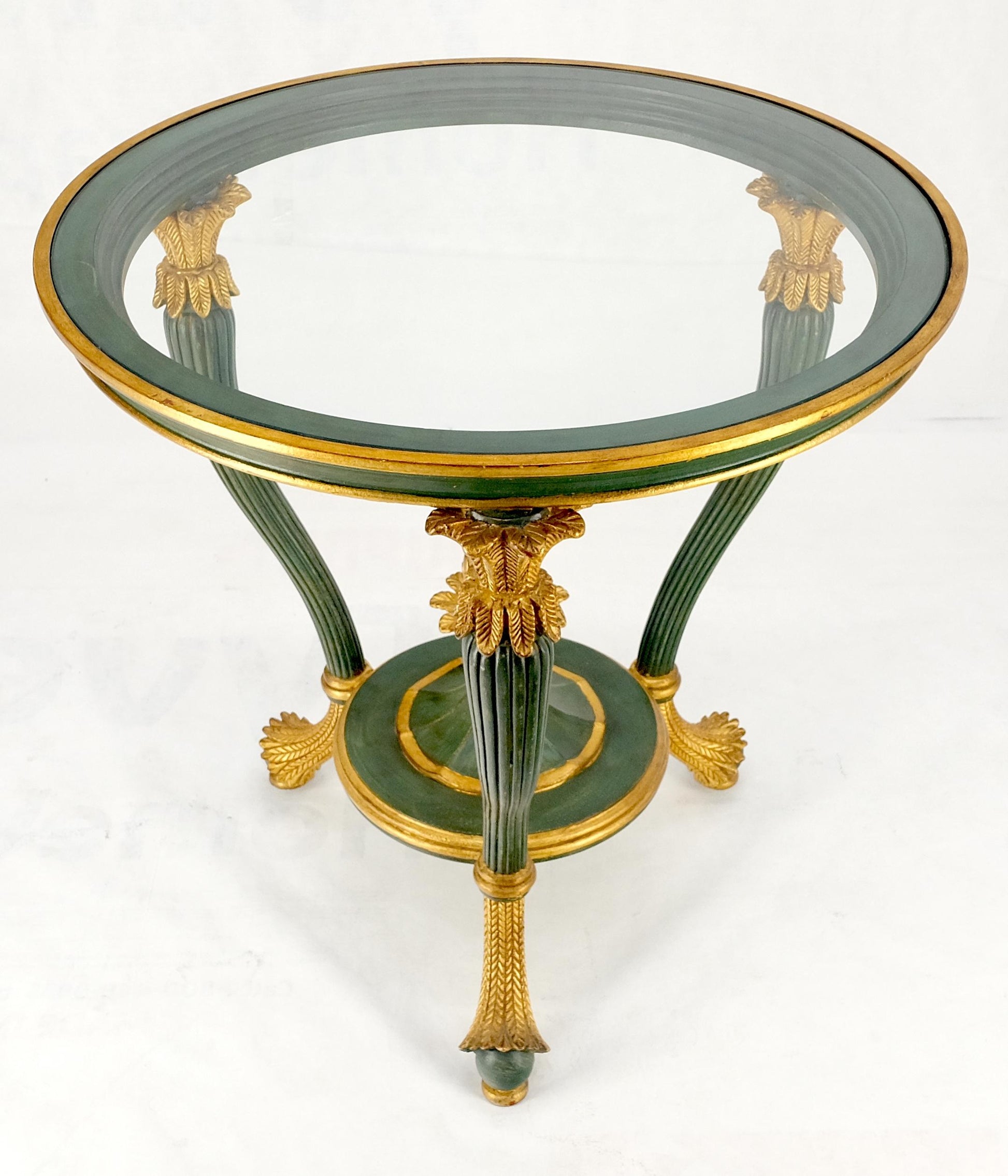 EstablishedLines Italy Decorative Carved Painted 28" Round Glass Top Gueridon Lamp Center Table