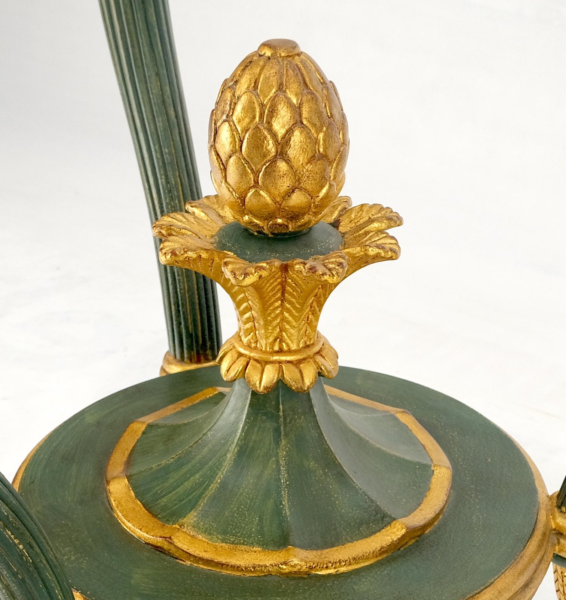 EstablishedLines Italy Decorative Carved Painted 28" Round Glass Top Gueridon Lamp Center Table