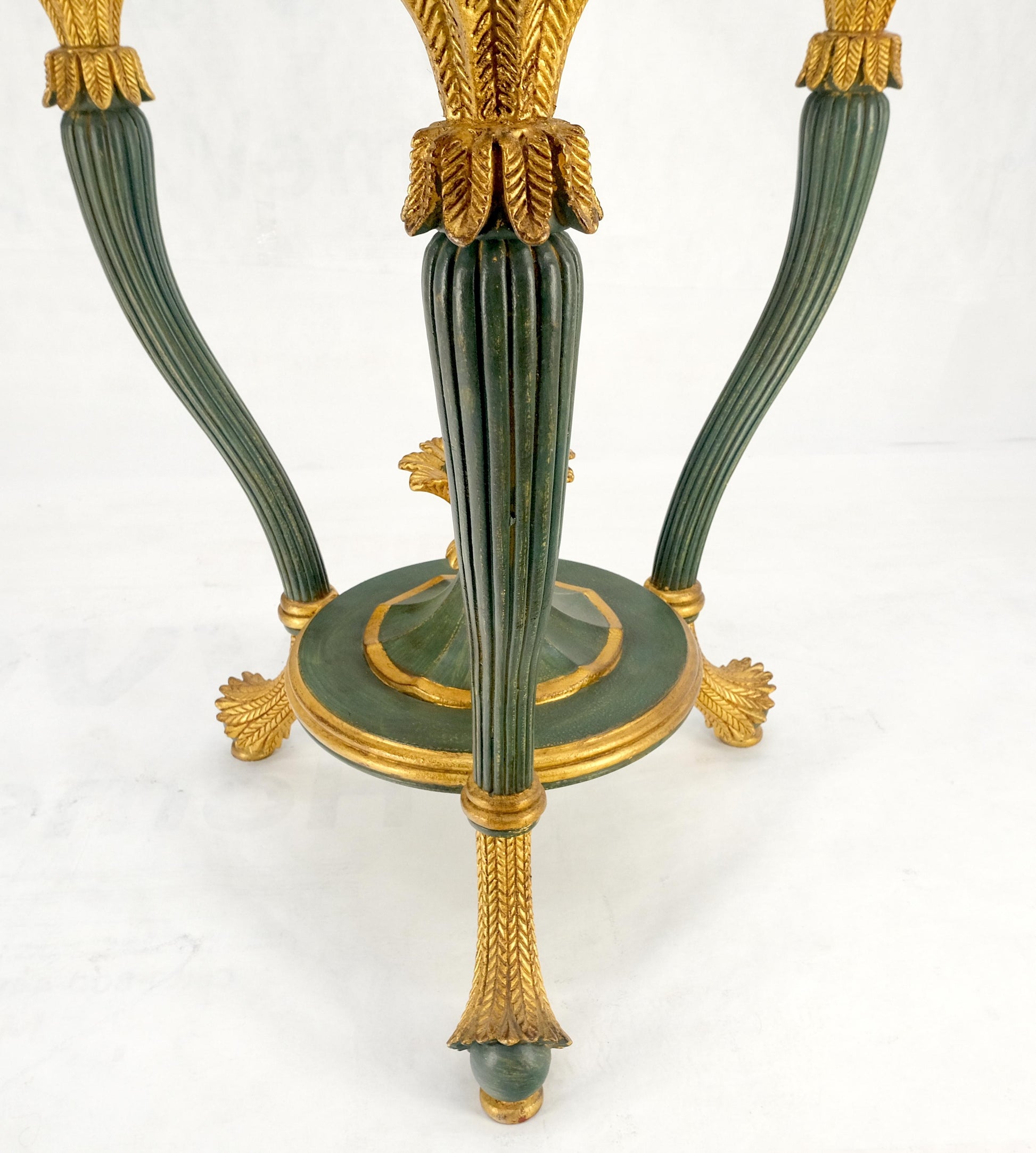 EstablishedLines Italy Decorative Carved Painted 28" Round Glass Top Gueridon Lamp Center Table