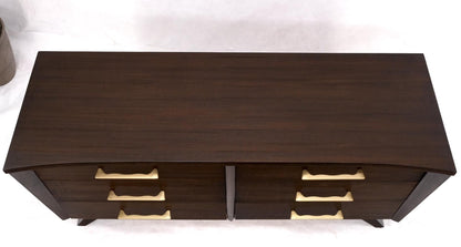 EstablishedLines Concave Front Sculptural Profile Large Pulls 6 Drawers Restored Espresso Dresser