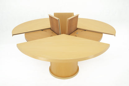 Rare Blond Maple Round Expandable Dining Table 6 Chairs Set Set Denmark MINT!