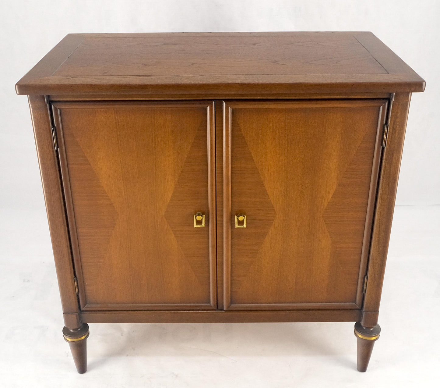 EstablishedLines Turned Legs Two Doors Fitted Drawers Diamond Inlay Brass Hardware Bachelor Chest