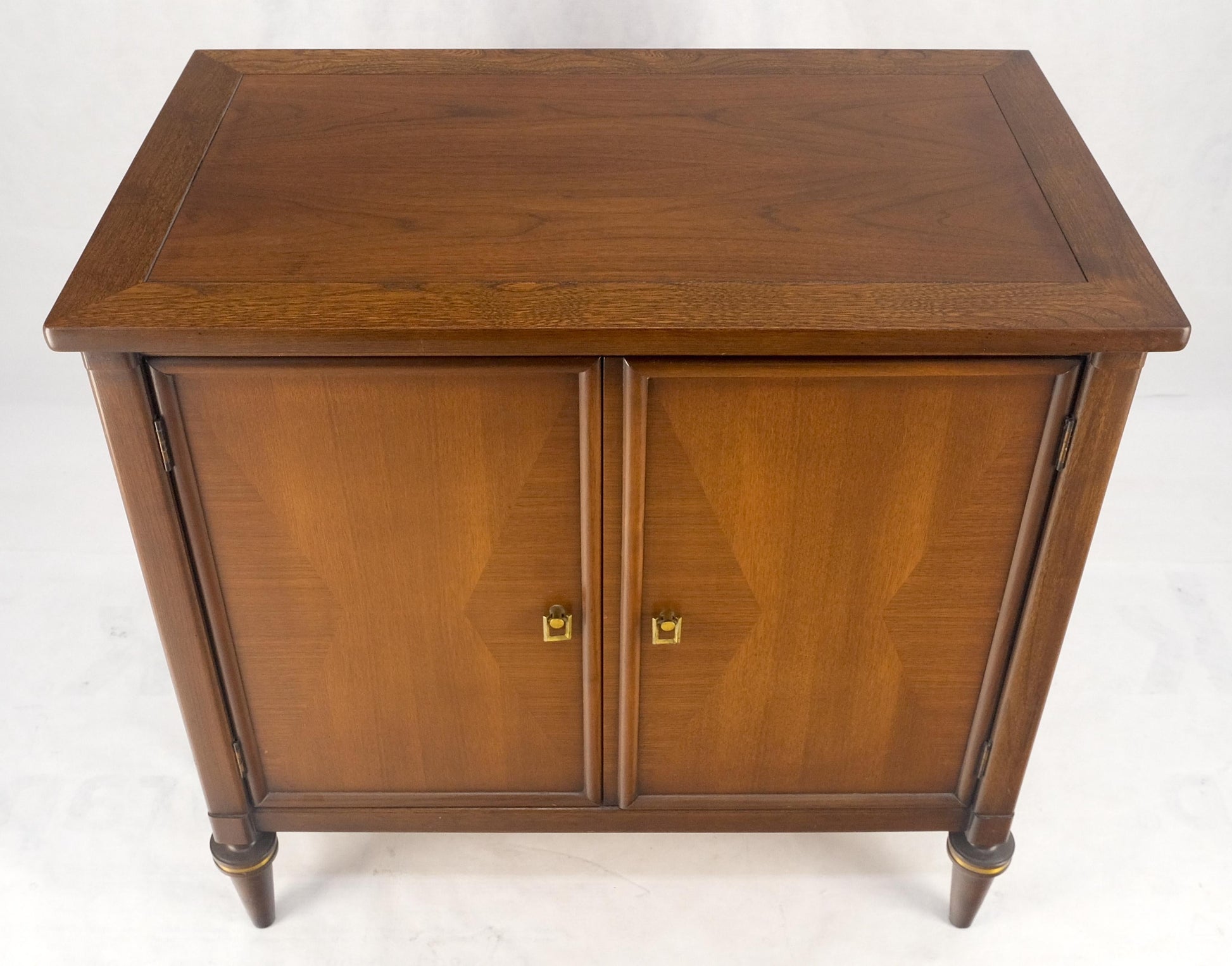 EstablishedLines Turned Legs Two Doors Fitted Drawers Diamond Inlay Brass Hardware Bachelor Chest