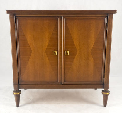 EstablishedLines Turned Legs Two Doors Fitted Drawers Diamond Inlay Brass Hardware Bachelor Chest