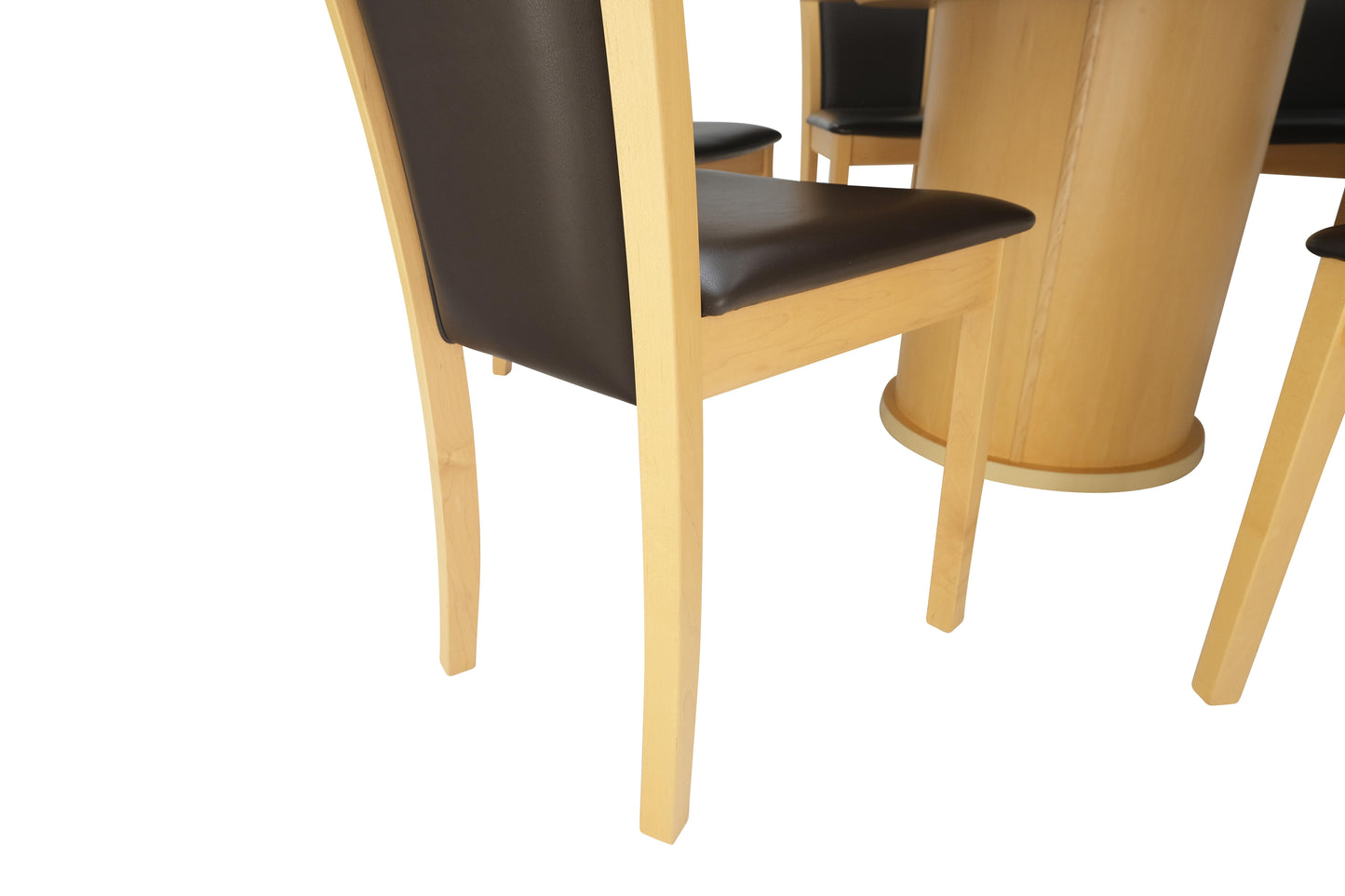 Rare Blond Maple Round Expandable Dining Table 6 Chairs Set Set Denmark MINT!
