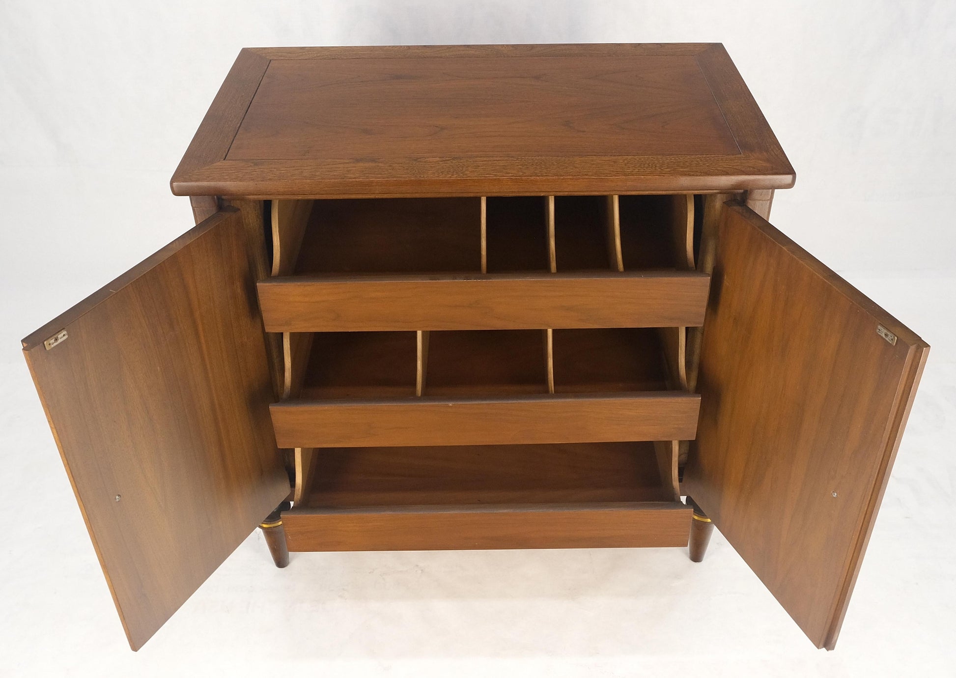 EstablishedLines Turned Legs Two Doors Fitted Drawers Diamond Inlay Brass Hardware Bachelor Chest