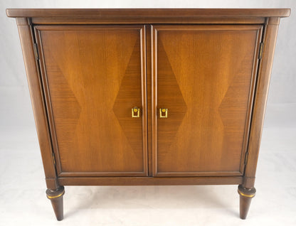 EstablishedLines Turned Legs Two Doors Fitted Drawers Diamond Inlay Brass Hardware Bachelor Chest