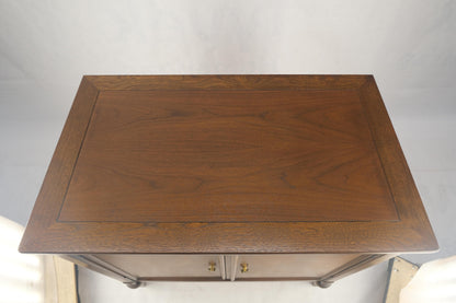 EstablishedLines Turned Legs Two Doors Fitted Drawers Diamond Inlay Brass Hardware Bachelor Chest