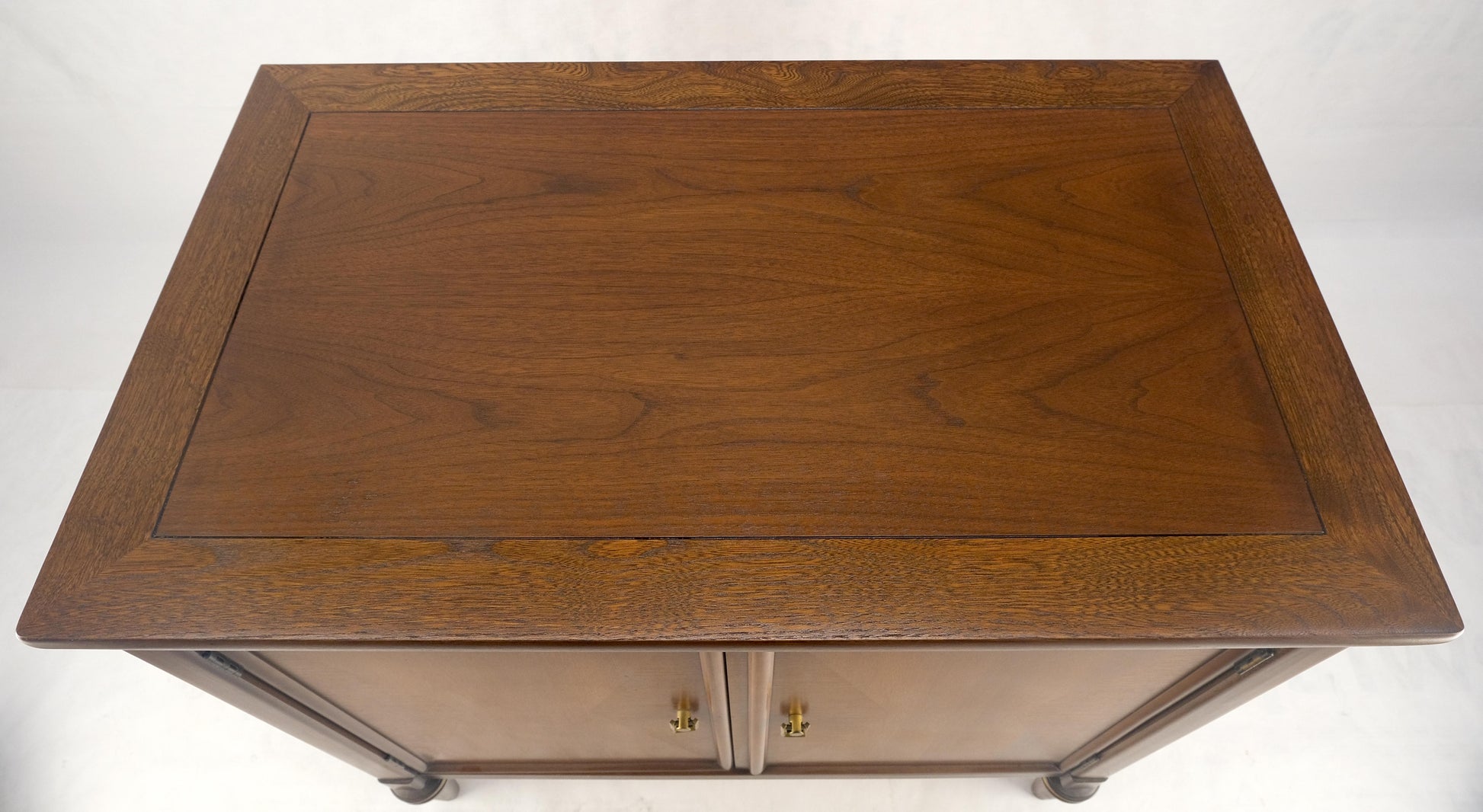 EstablishedLines Turned Legs Two Doors Fitted Drawers Diamond Inlay Brass Hardware Bachelor Chest