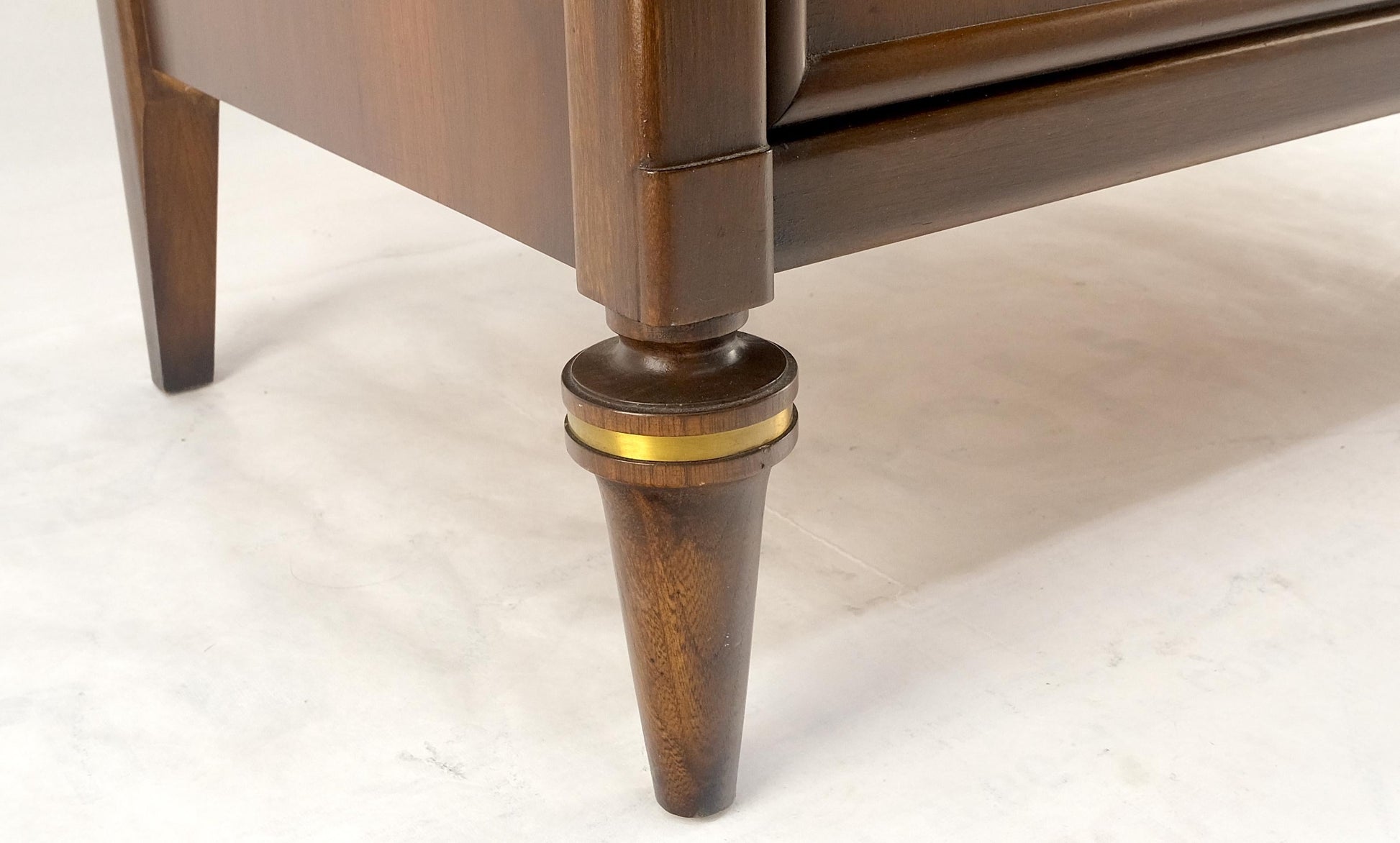 EstablishedLines Turned Legs Two Doors Fitted Drawers Diamond Inlay Brass Hardware Bachelor Chest