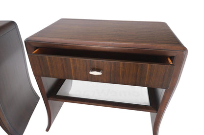 EstablishedLines Pair Century Walnut Waterfall Brand New Old Stock Two Tier Night Tables Stands