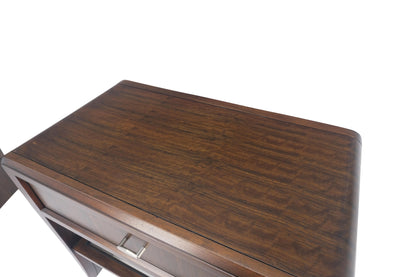 EstablishedLines Pair Century Walnut Waterfall Brand New Old Stock Two Tier Night Tables Stands