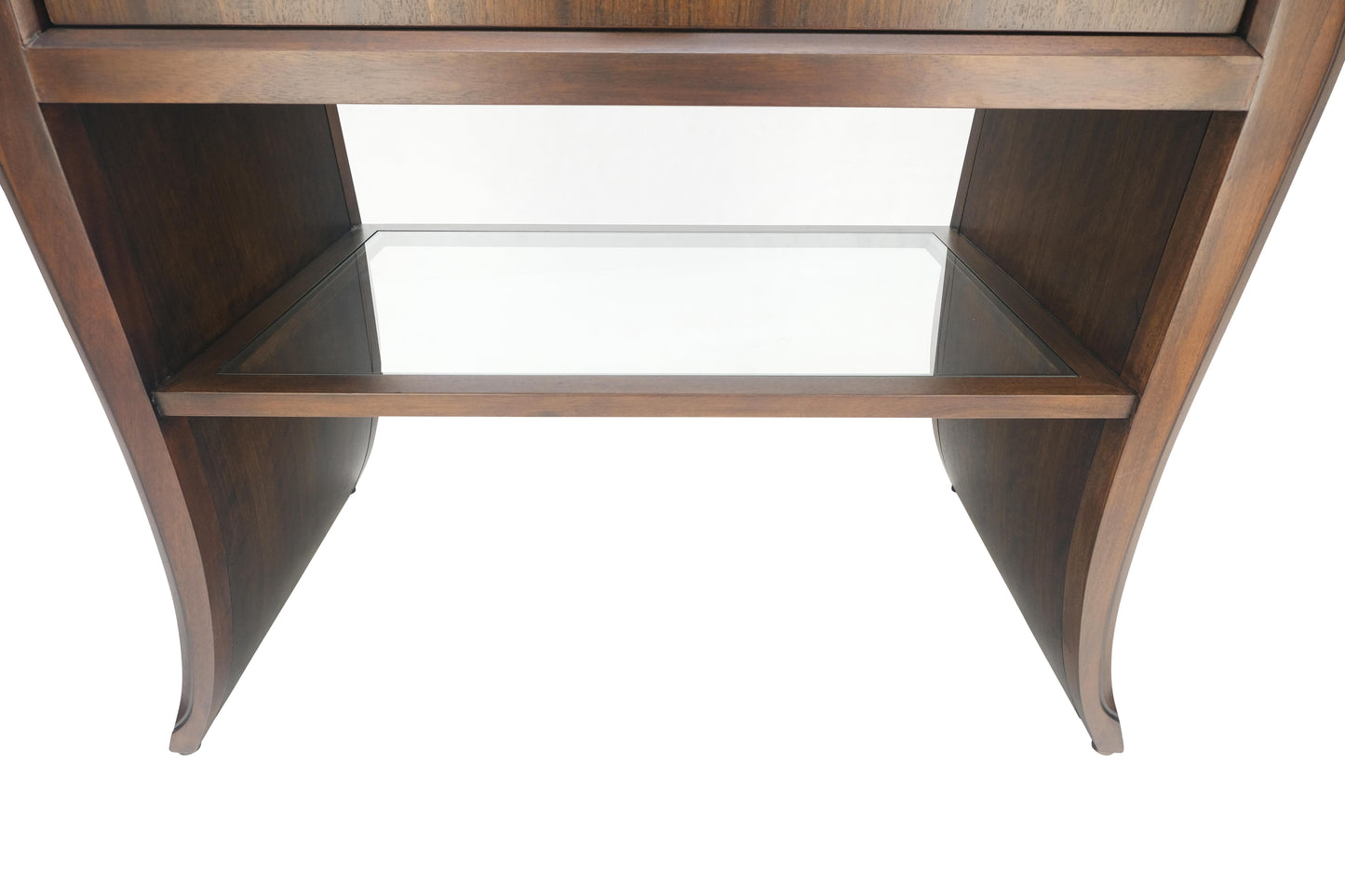 EstablishedLines Pair Century Walnut Waterfall Brand New Old Stock Two Tier Night Tables Stands