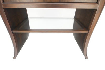 EstablishedLines Pair Century Walnut Waterfall Brand New Old Stock Two Tier Night Tables Stands