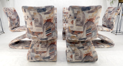 EstablishedLines Set of 6 S Shape Curved Abstract Upholstery Baughman Style Dining Chairs MINT