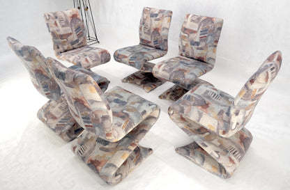 EstablishedLines Set of 6 S Shape Curved Abstract Upholstery Baughman Style Dining Chairs MINT