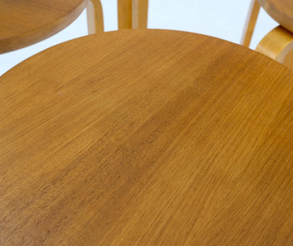 EstablishedLines Set of 4 Alvar Aalto Round Birch Bent Leg Nesting Tables c.1950s Made in Sweden