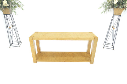 EstablishedLines Mid Century Burl Wood Two Tier long Rectangle Console Sofa Hall Table MINT!