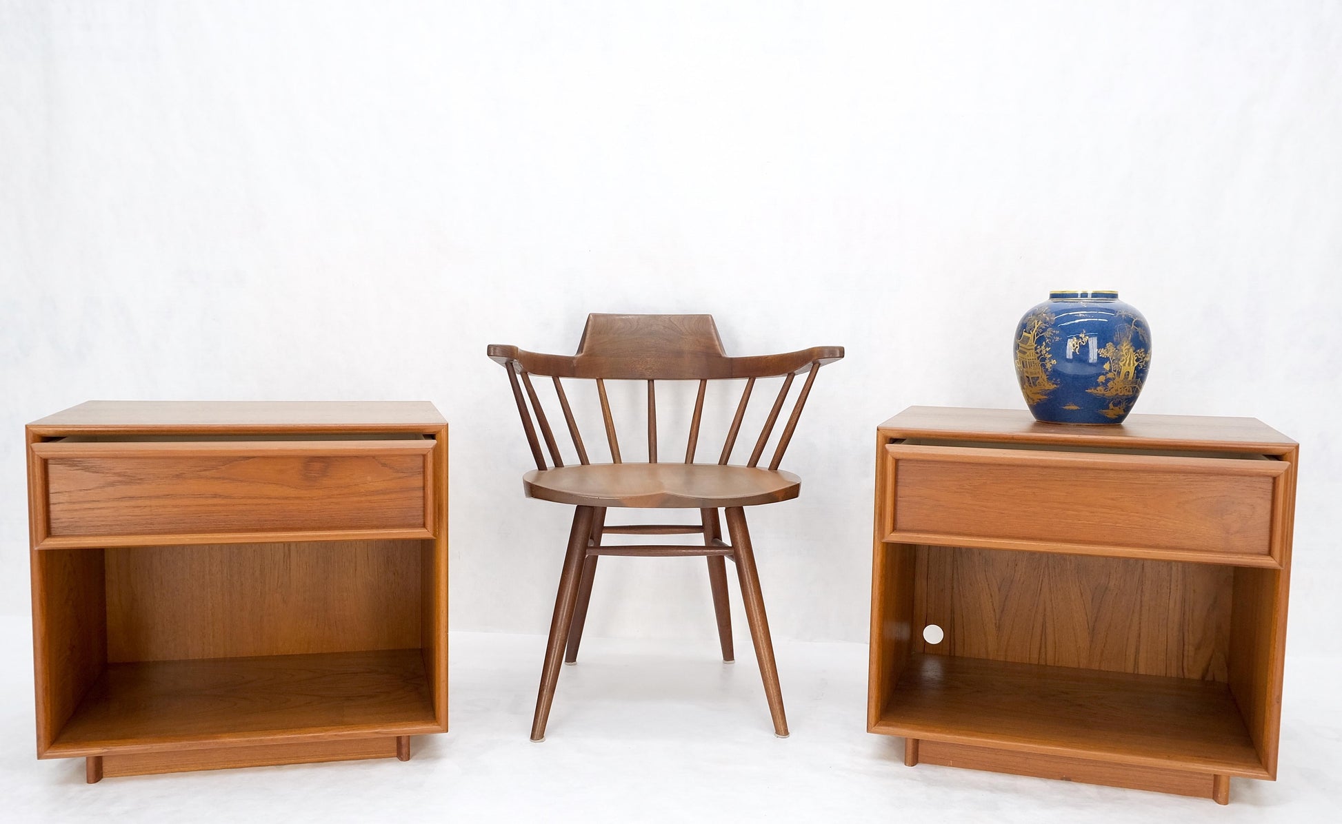EstablishedLines Pair of Mid Century Danish Modern Teak One Drawer Nightstands End Tables MINT!