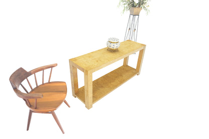 EstablishedLines Mid Century Burl Wood Two Tier long Rectangle Console Sofa Hall Table MINT!