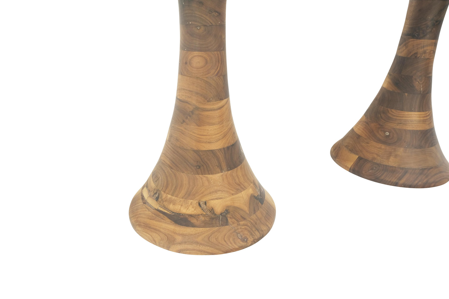 EstablishedLines Turned Bases Carved Seat Solid Oiled Walnut Bar Stools  MINT!