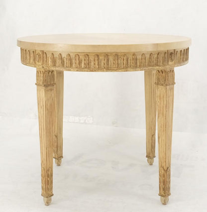 EstablishedLines Round Lacquered Leather parchment Top Occasional Lamp Accent Table Stand
