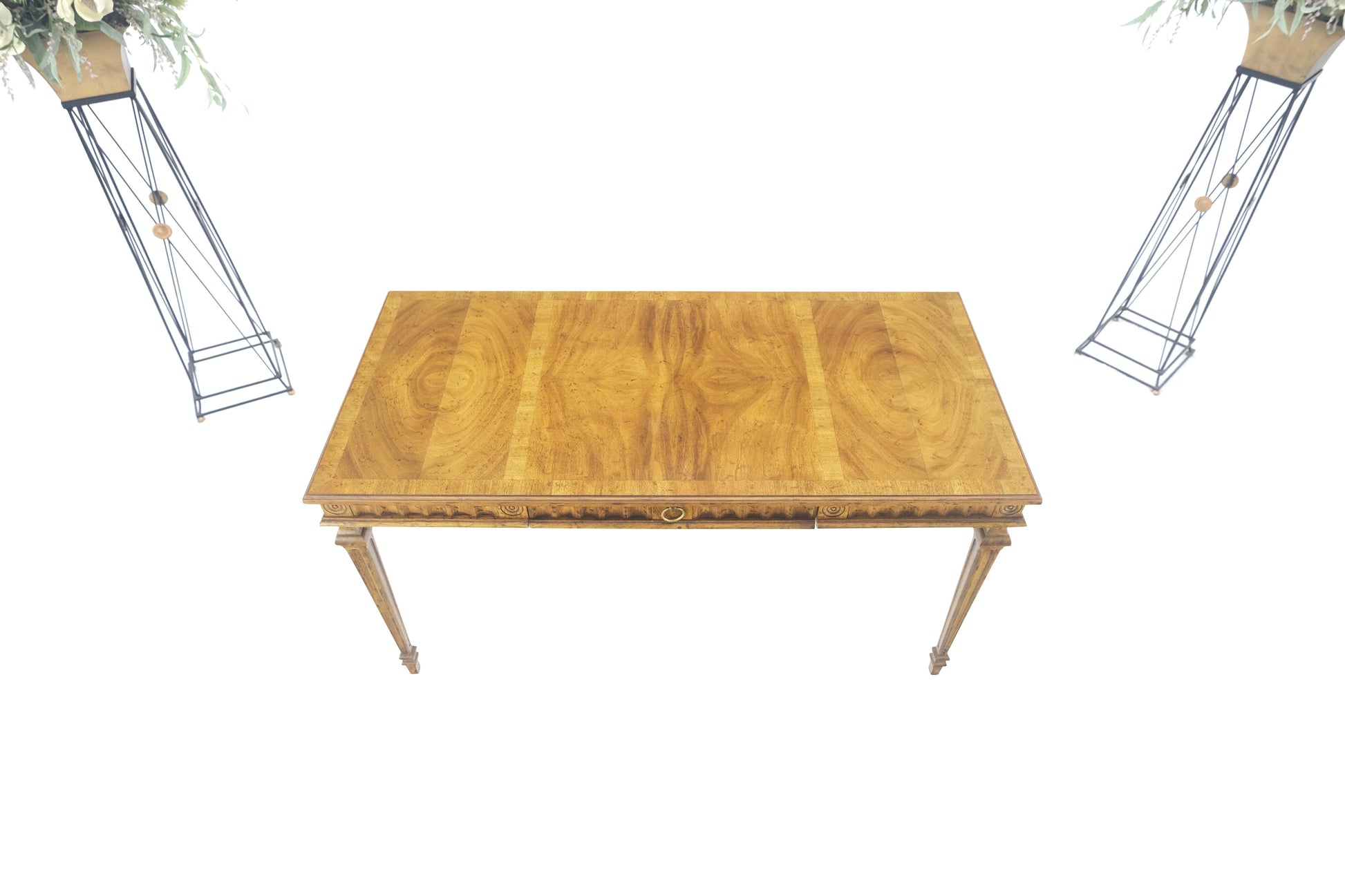 EstablishedLines Heritage Henredon Scalloped Edge Olive Burl Wood Top Desk One Drawer Table MINT!