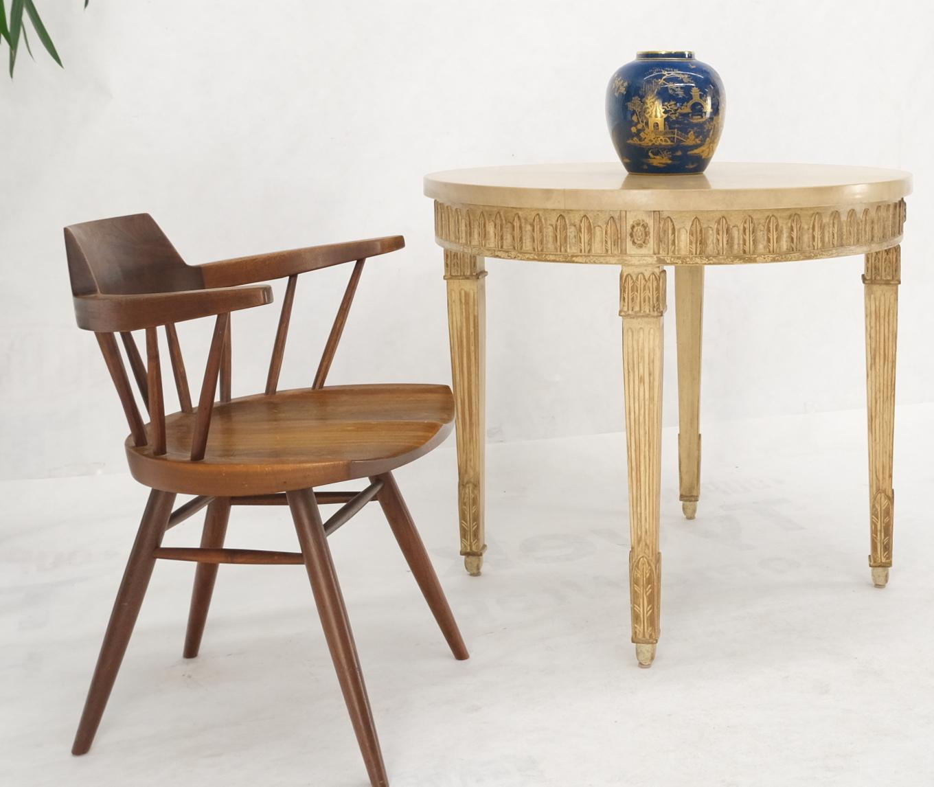 EstablishedLines Round Lacquered Leather parchment Top Occasional Lamp Accent Table Stand