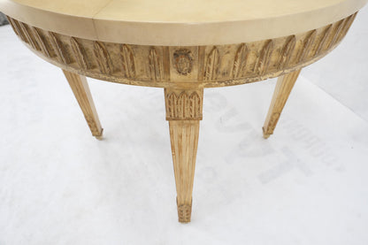 EstablishedLines Round Lacquered Leather parchment Top Occasional Lamp Accent Table Stand