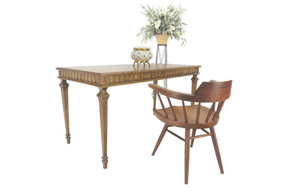 EstablishedLines Heritage Henredon Scalloped Edge Olive Burl Wood Top Desk One Drawer Table MINT!
