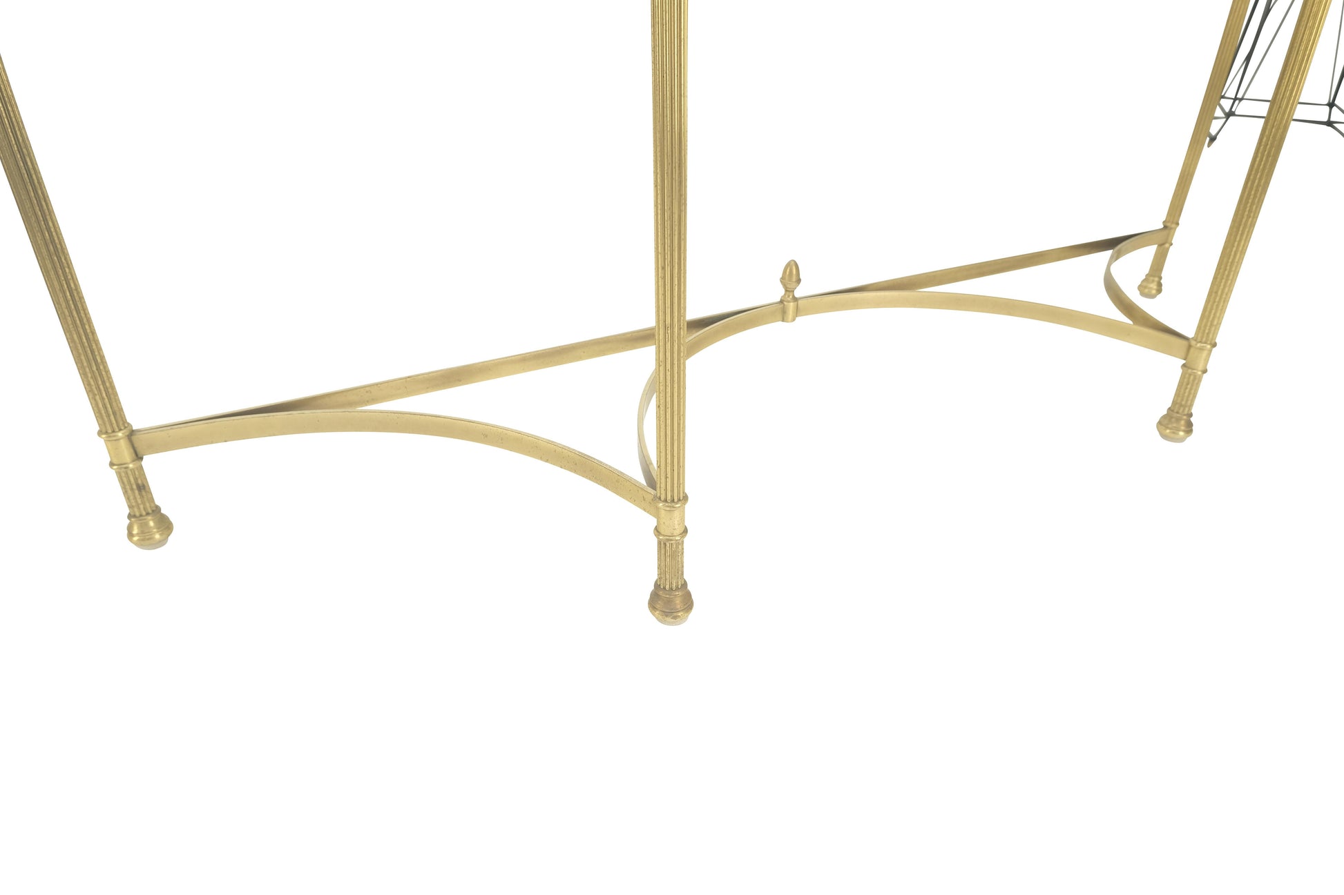 EstablishedLines Italian Modern Solid Brass Base Demi Lune Shape Glass Top Console Sofa Table