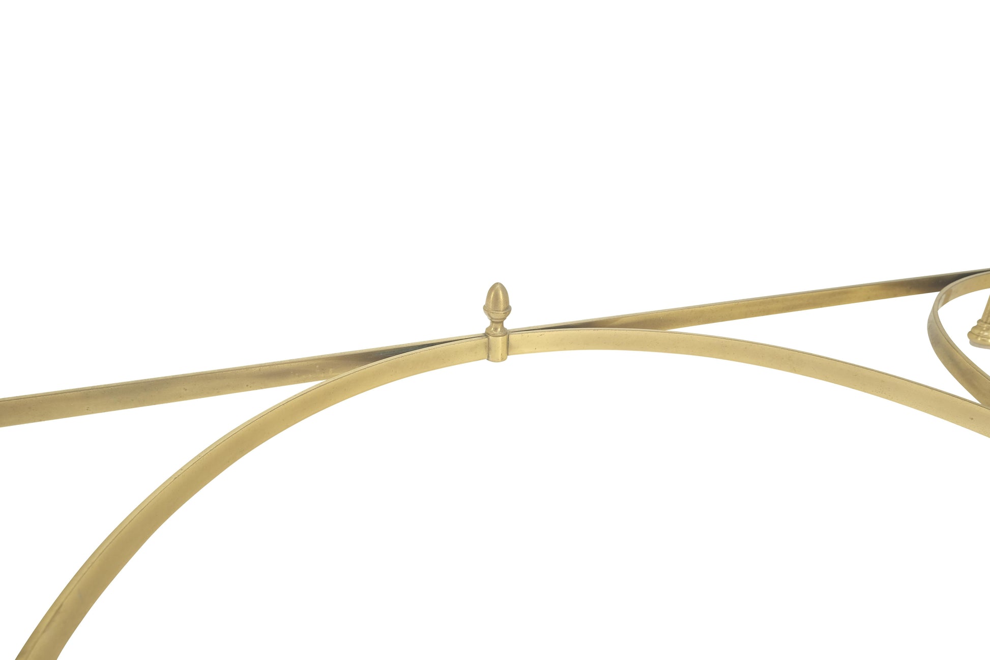 EstablishedLines Italian Modern Solid Brass Base Demi Lune Shape Glass Top Console Sofa Table