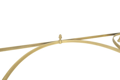 EstablishedLines Italian Modern Solid Brass Base Demi Lune Shape Glass Top Console Sofa Table