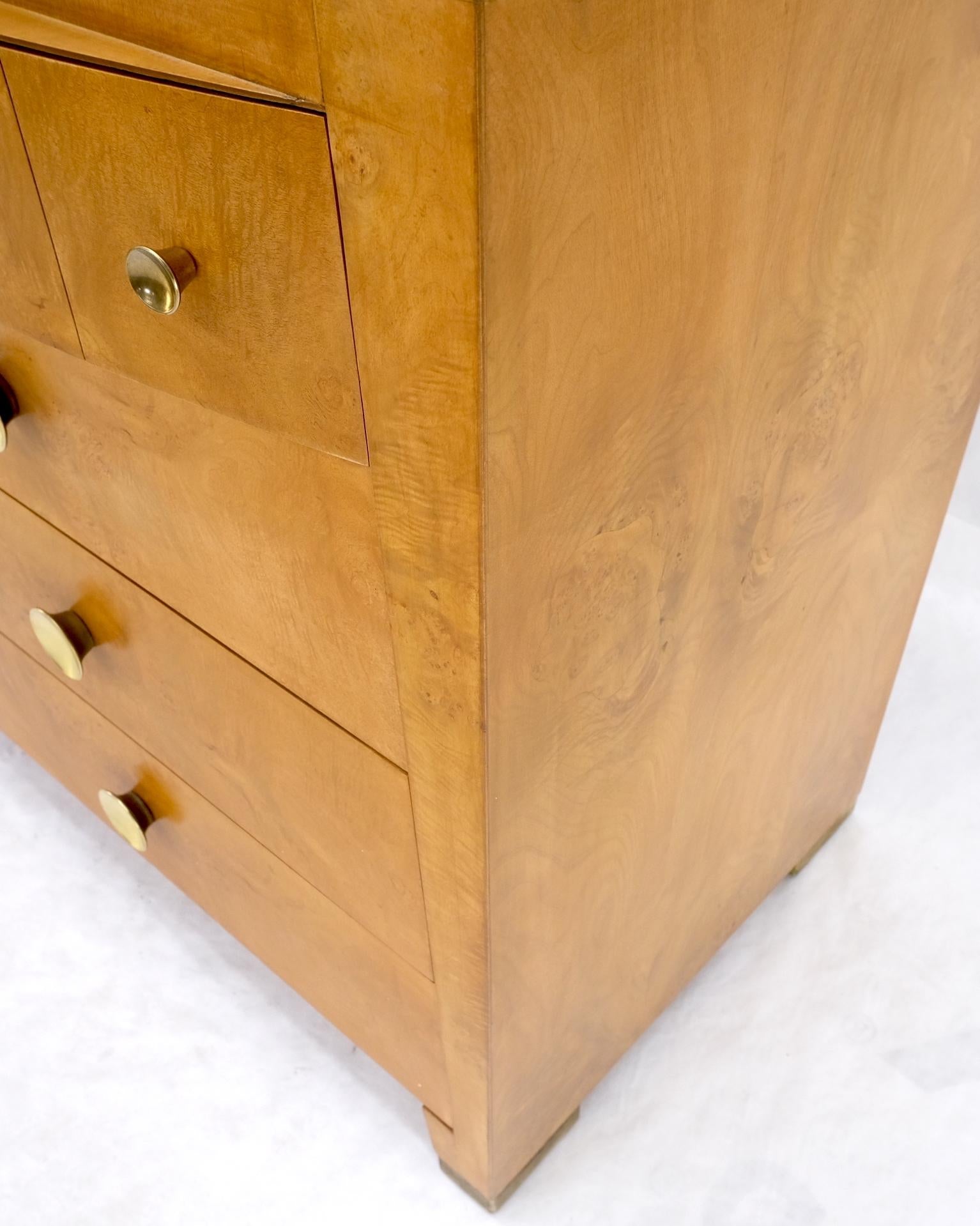 EstablishedLines 9 Drawers Art Deco Mid-Century Modern Burl Wood Bow Front Dresser Brass Pulls