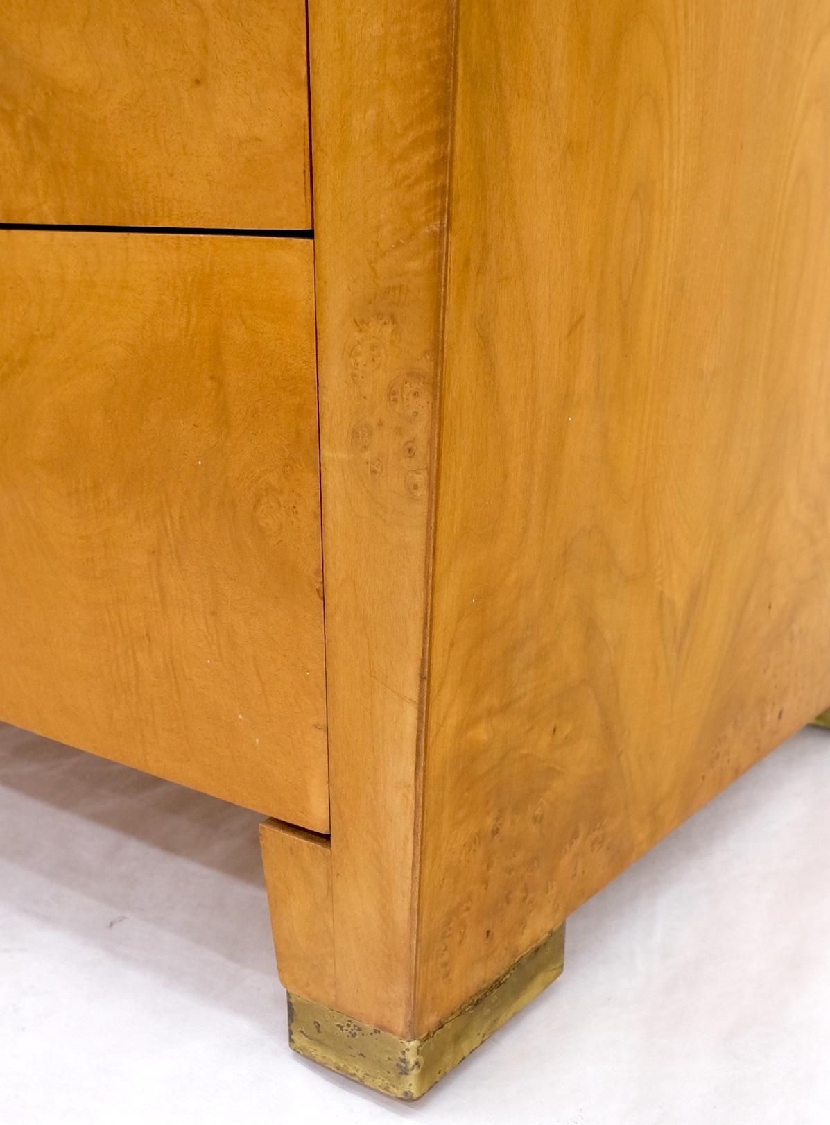 EstablishedLines 9 Drawers Art Deco Mid-Century Modern Burl Wood Bow Front Dresser Brass Pulls