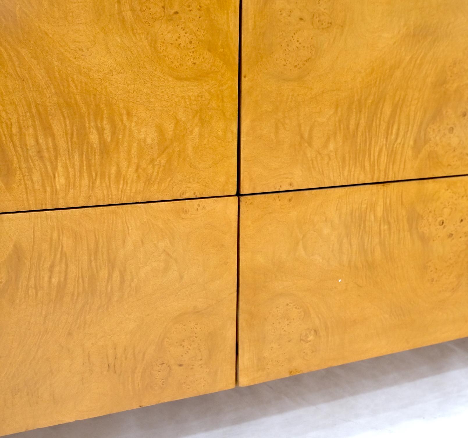 EstablishedLines 9 Drawers Art Deco Mid-Century Modern Burl Wood Bow Front Dresser Brass Pulls