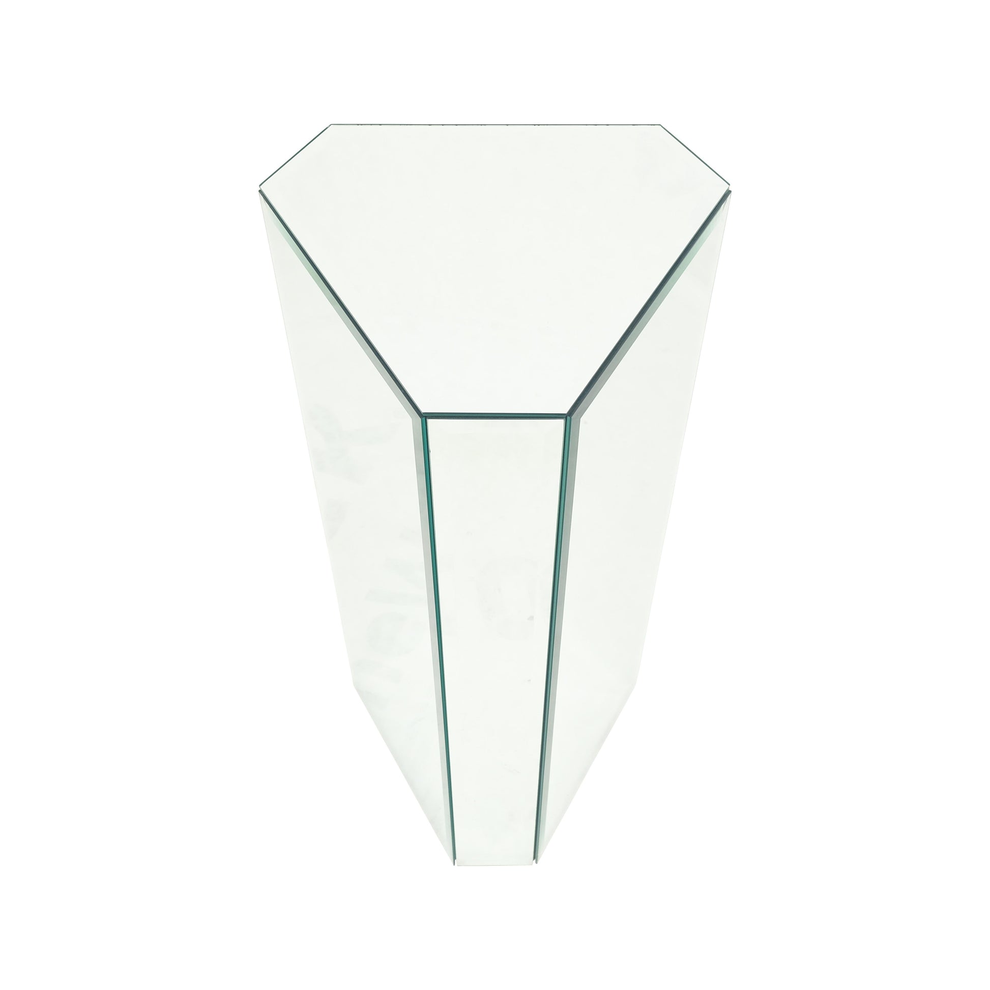 EstablishedLines Mid Century Modern Triangle Cut Corners Glass Beveled Mirror Pedestal Stand MINT