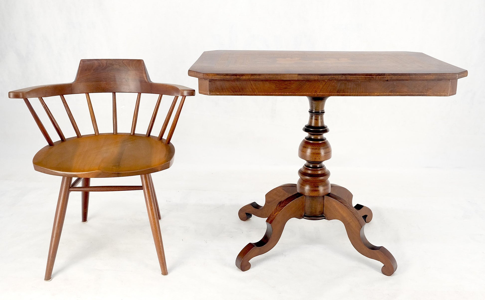 EstablishedLines Dutch 19th Century Marquetry Inlay Top Breakfast Center Occasional Lamp Table