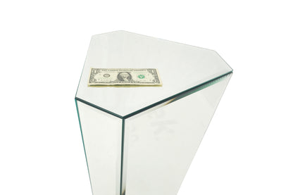 EstablishedLines Mid Century Modern Triangle Cut Corners Glass Beveled Mirror Pedestal Stand MINT