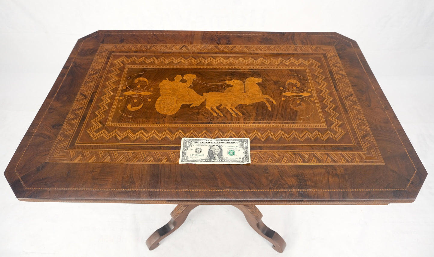 EstablishedLines Dutch 19th Century Marquetry Inlay Top Breakfast Center Occasional Lamp Table