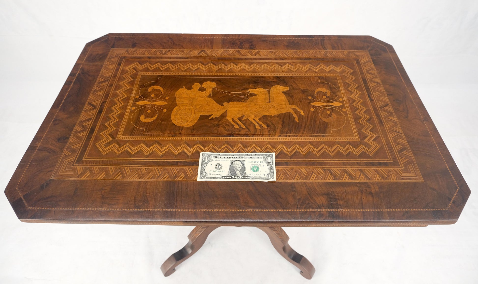 EstablishedLines Dutch 19th Century Marquetry Inlay Top Breakfast Center Occasional Lamp Table