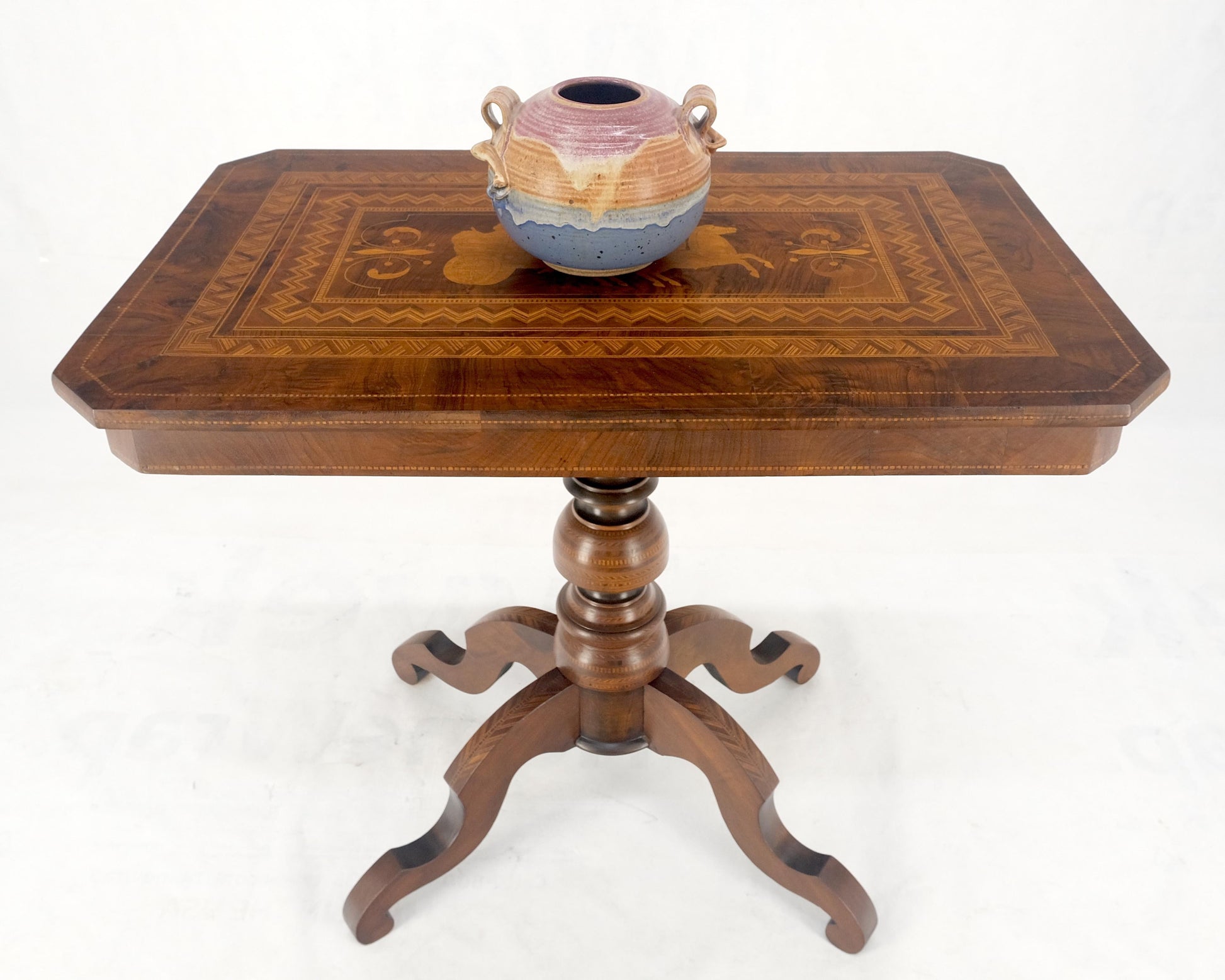 EstablishedLines Dutch 19th Century Marquetry Inlay Top Breakfast Center Occasional Lamp Table