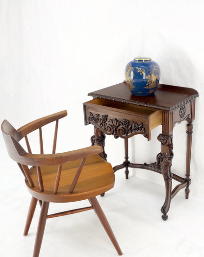 Petit Heavily Carved Walnut Cherubs Rope Edge Two Piece Console Table Shelf MINT