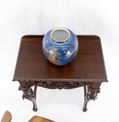 Petit Heavily Carved Walnut Cherubs Rope Edge Two Piece Console Table Shelf MINT