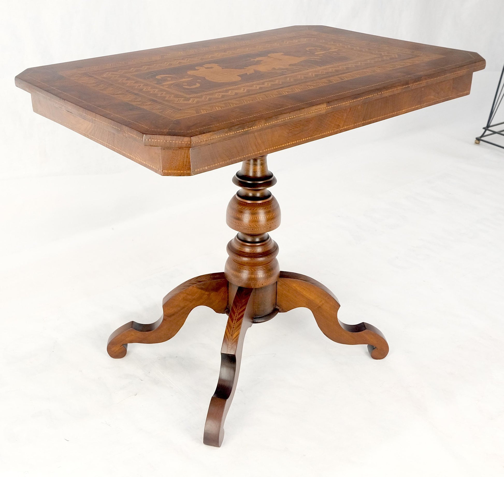 EstablishedLines Dutch 19th Century Marquetry Inlay Top Breakfast Center Occasional Lamp Table