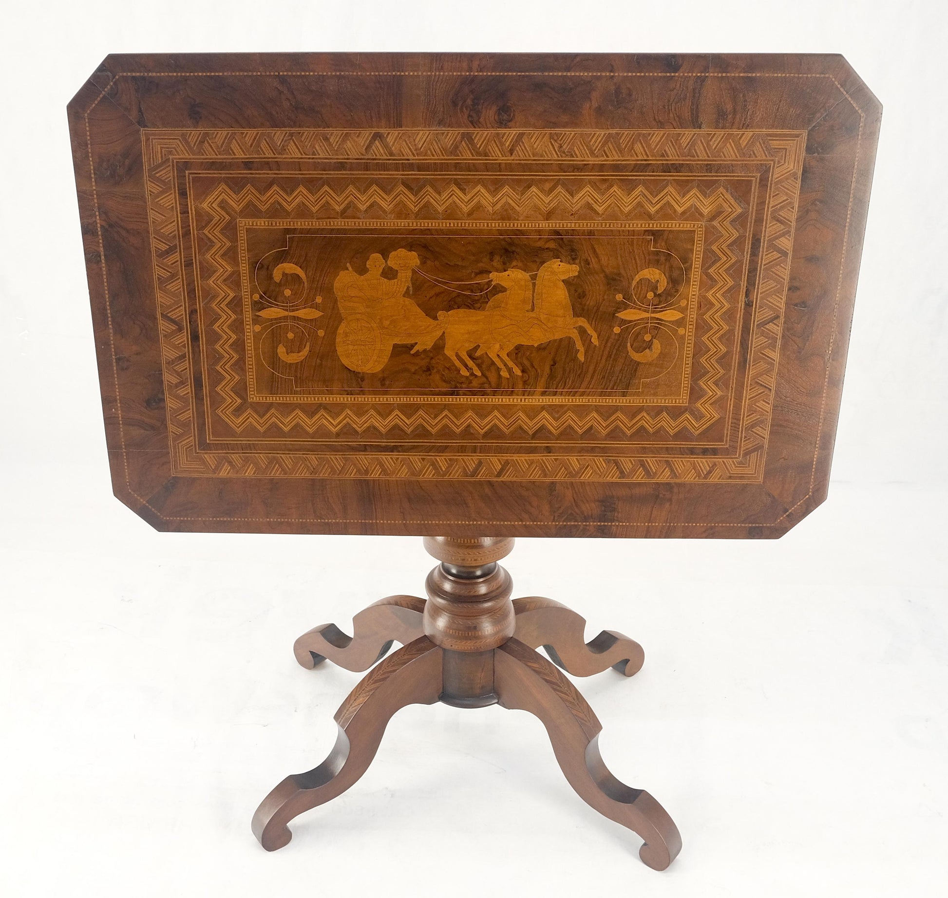 EstablishedLines Dutch 19th Century Marquetry Inlay Top Breakfast Center Occasional Lamp Table