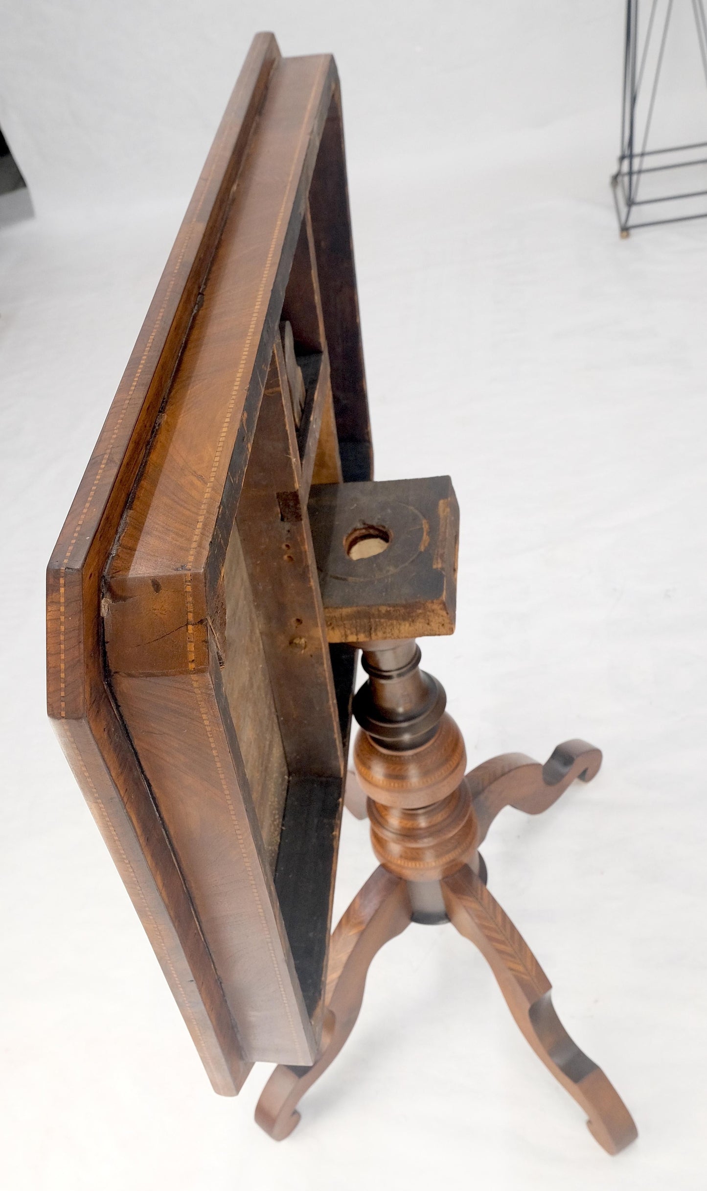 EstablishedLines Dutch 19th Century Marquetry Inlay Top Breakfast Center Occasional Lamp Table