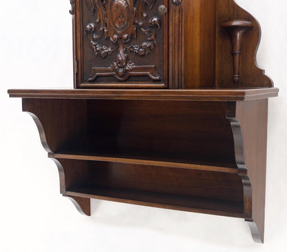 Petit Heavily Carved Walnut Cherubs Rope Edge Two Piece Console Table Shelf MINT