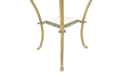 EstablishedLines Cast Brass & White Onyx Marble Two Tier Lamp Side Square Occasional Table MINT!